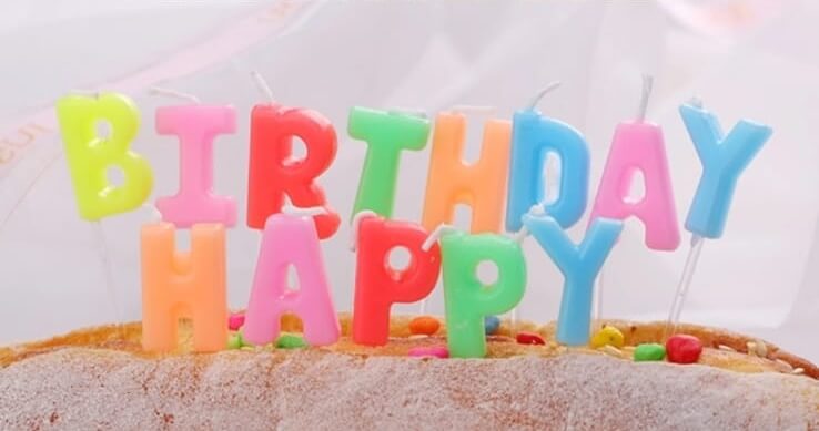 Happy Birthday Bright Colour Letter Pick Candle Set